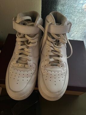 Nike White High-Top Sneakers with Ankle Strap